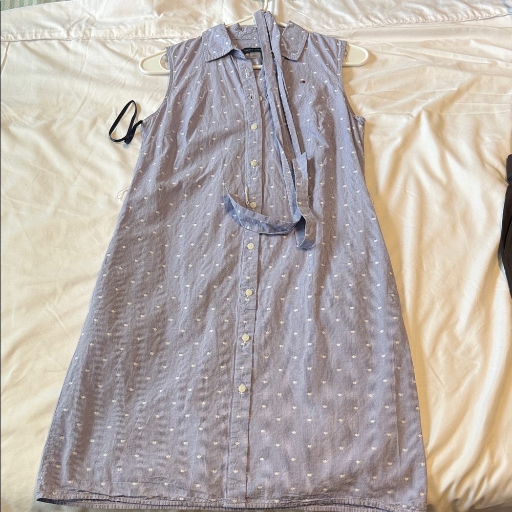 Tommy Hilfiger Blue Polka Dot Sleeveless Dress